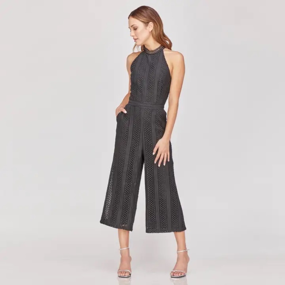 NWOT $159 Greylin Sz XS Black Sleeveless Lace Jumpsuit - Anthropologie Aritzia